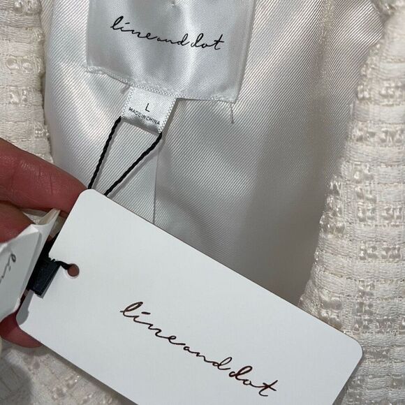 Line and Dot Women’s Avery Double-Breasted Lapel Lined Blazer Jacket Ivory Large - Picture 6 of 12